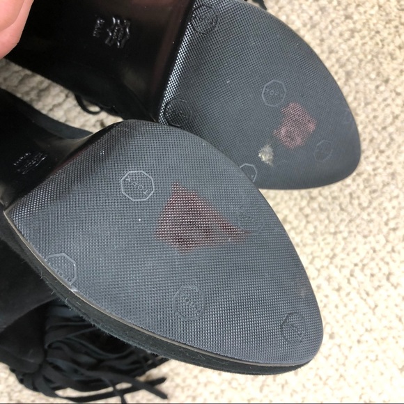 Via Spiga Black Suede Fringed Boho booties 8.5 - Picture 14 of 15